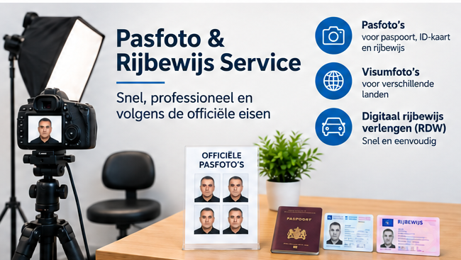 Pasfoto Amsterdam en rijbewijs service